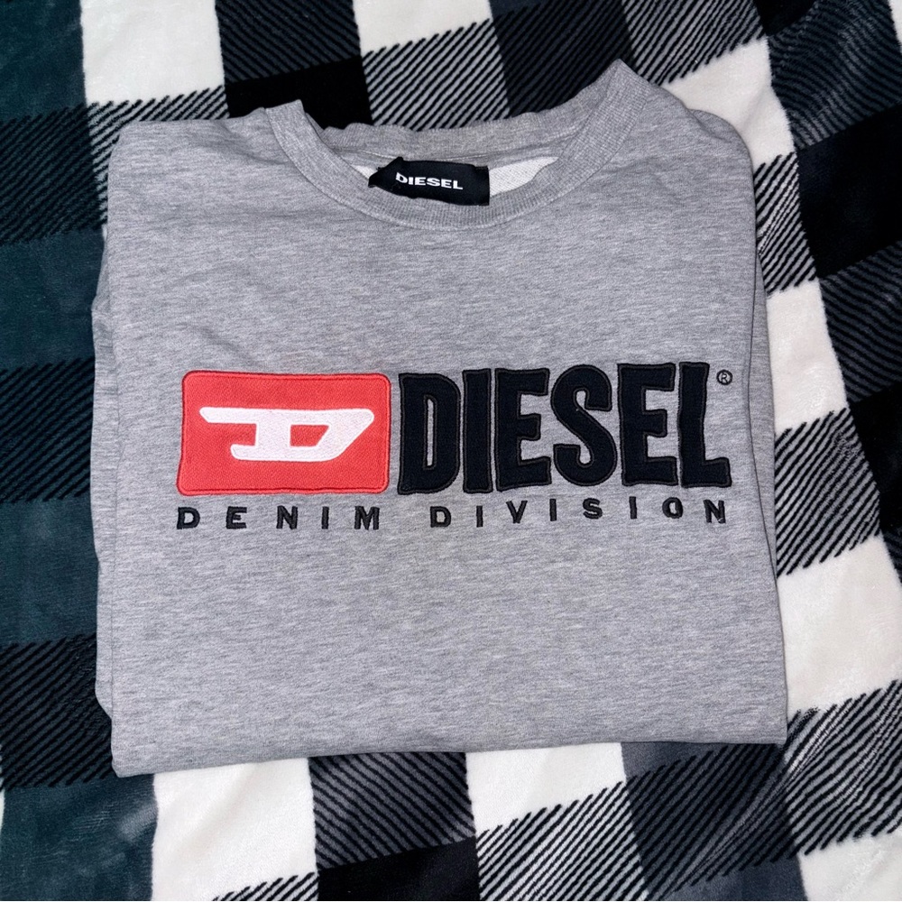 Diesel Gray Long Sleeve Logo Sweatshirt